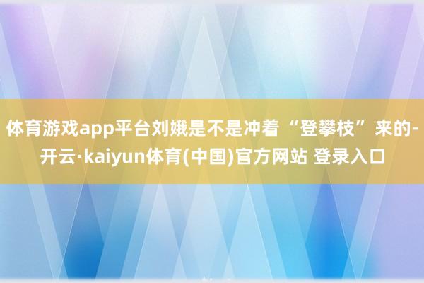 体育游戏app平台刘娥是不是冲着 “登攀枝” 来的-开云·kaiyun体育(中国)官方网站 登录入口