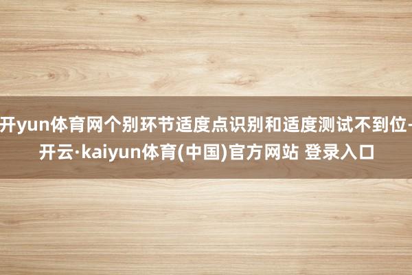 开yun体育网个别环节适度点识别和适度测试不到位-开云·kaiyun体育(中国)官方网站 登录入口